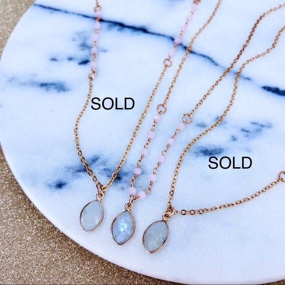 💕SOLD OUT💕Rose Gold Moonstone & Quartz Necklace - Picture 3 of 5